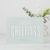 グリーン淡い色のシーズンズグリーティングレトロスターズフラット シーズンカード (スタンド正面)