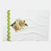 グリーン淡い色のデイジー キッチンタオル (横)