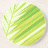 グリーン淡い色のパステルパーム葉ズ コースター (正面)