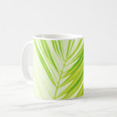 グリーン淡い色のパステルパーム葉ズ コーヒーマグカップ (正面左)