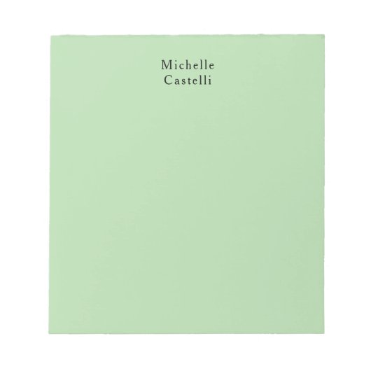 グリーン淡い色のプロフェッショナルユニーククラシック名 ノートパッド (正面)