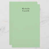 グリーン淡い色のプロフェッショナルユニーククラシック名 便箋 (正面/裏面)