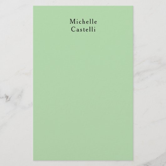 グリーン淡い色のプロフェッショナルユニーククラシック名 便箋 (正面)