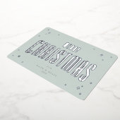 グリーン淡い色のメリークリスマスレトロスターズフラット 箔シーズンカード (回転した状態)