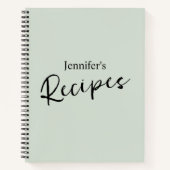 グリーン淡い色のレシピ ノートブック (正面)