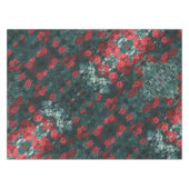 グリーン淡い色のレッドローゼフラワーズフローラプリント テーブルクロス (正面(横))