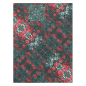 グリーン淡い色のレッドローゼフラワーズフローラプリント テーブルクロス (正面)