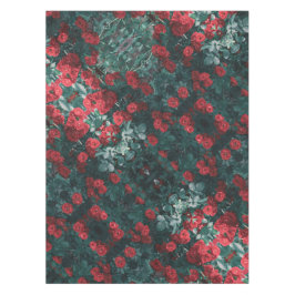 グリーン淡い色のレッドローゼフラワーズフローラプリント テーブルクロス