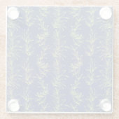 グリーン淡い色のローズマリーブランチ ガラスコースター (裏面)