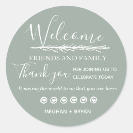 グリーン淡い色の結婚ズ・サンキュー・フレンズ&ファミリー ラウンドシール