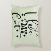 グリーン淡い色の装飾用クッションとラブマイキャット文字。 アクセントクッション (正面(垂直))