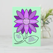 グリーン淡い色の60誕生日パープルシンプルひまわり 招待状 (スタンド正面)