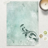 グリーン淡い色の&ホワイトピーコックフェザーススクラップブック紙