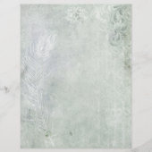 グリーン淡い色の&ホワイトヴィンテージフェザージャーナル紙 (正面)