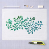 グリーン渦巻形のフローラリービアラベスクシエレガントック 薄葉紙 (クラフト)