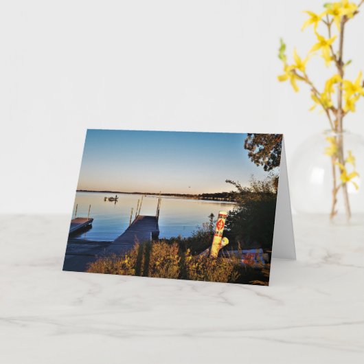 「グリーン湖に落下」誕生日カード カード (黄色い花)