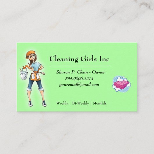グリーン漫画ガールハウス清掃サービス 名刺 (正面)