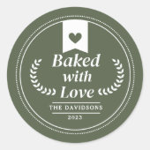 グリーン焼いたラブクリスマスホリデー ラウンドシール (正面)