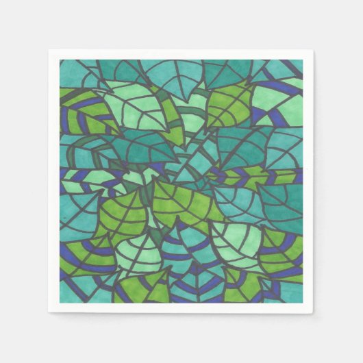 グリーン熱帯離れ紙プレート スタンダードカクテルナプキン (正面)