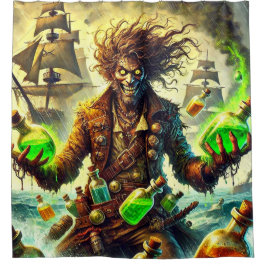 グリーン熱狂するポションマン シャワーカーテン