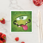 グリーン熱狂するモンスター顔 スタンダードカクテルナプキン (インサイチュ)