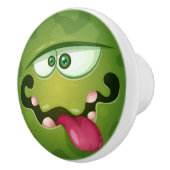 グリーン熱狂するモンスター顔 セラミックノブ (右)