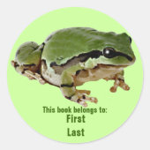 グリーン独身のフロッグアットレスト写真カスタム ラウンドシール (正面)