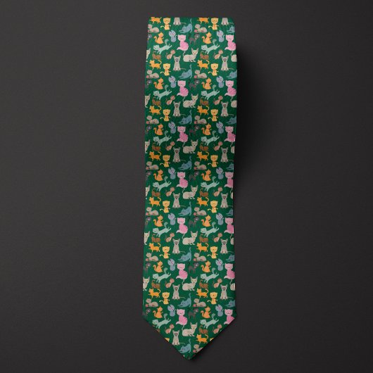グリーン猫モンタージュ ネクタイ