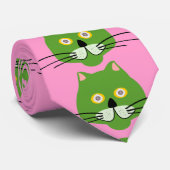 グリーン猫顔ネクタイ ネクタイ (ロール)