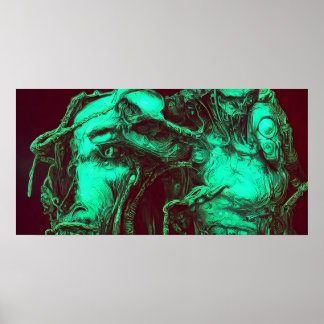 グリーン獣のような生き物の壁ARt ポスター