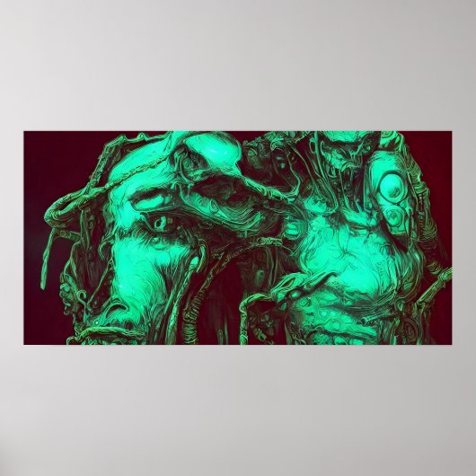 グリーン獣のような生き物の壁ARt ポスター (正面)