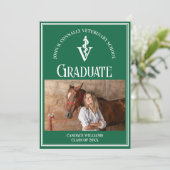 グリーン獣医学校の写真カスタム卒業式 案内状 (スタンド正面)