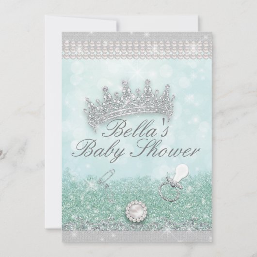 グリーン王室のきらきら光るグリッターベビーシャワー招待状 招待状 (裏面)