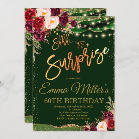 グリーン王室の誕生日ディナーパーティー 招待状 (正面/裏面)