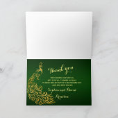グリーン王室の金ゴールドピーコッ結婚クの感謝 サンキューカード (内部)