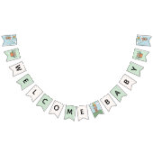 グリーン男女兼用ウェルカムベビーベビーシャワー バンティングフラッグ (全)