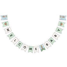 グリーン男女兼用ウェルカムベビーベビーシャワー バンティングフラッグ