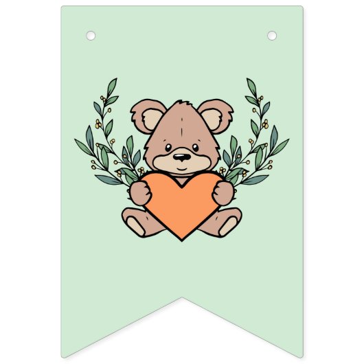 グリーン男女兼用ウェルカムベビーベビーシャワー バンティングフラッグ (第2の旗)