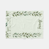 グリーン男女兼用葉のマイルストーン月の週 フリースブランケット (正面(横))