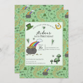 グリーン男女兼用St patricks day子供の誕生日 招待状 (正面/裏面)