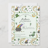 グリーン男女兼用St patricks day子供の誕生日 招待状 (正面)