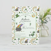 グリーン男女兼用St patricks day子供の誕生日 招待状 (スタンド正面)