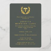 グリーン登録ナースカドゥセウス+ローレルリース 箔招待状 (正面)