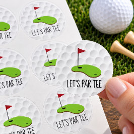 グリーン白のゴルフフラグとゴルフを楽しもう Let's Par tee ラウンドシール