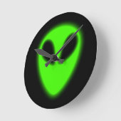 グリーン白熱［赤熱］光を放つエイリアンウォールクロック ラウンド壁時計 (傾斜)