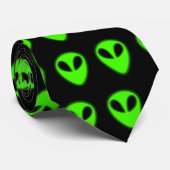 グリーン白熱［赤熱］光を放つエイリアンヘッズタイ ネクタイ (ロール)