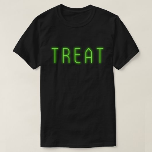 グリーン白熱［赤熱］光を放つトリートハロウィーン Tシャツ (デザイン正面)