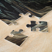 グリーン白熱［赤熱］光を放つドラゴン神話の生き物 ジグソーパズル (側面)