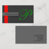 グリーン白黒グレー赤ストライプ名刺 名刺 (正面/裏面)