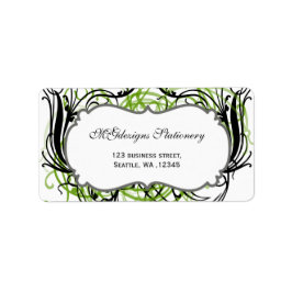 グリーン白黒シックなビジネス住所 シール
